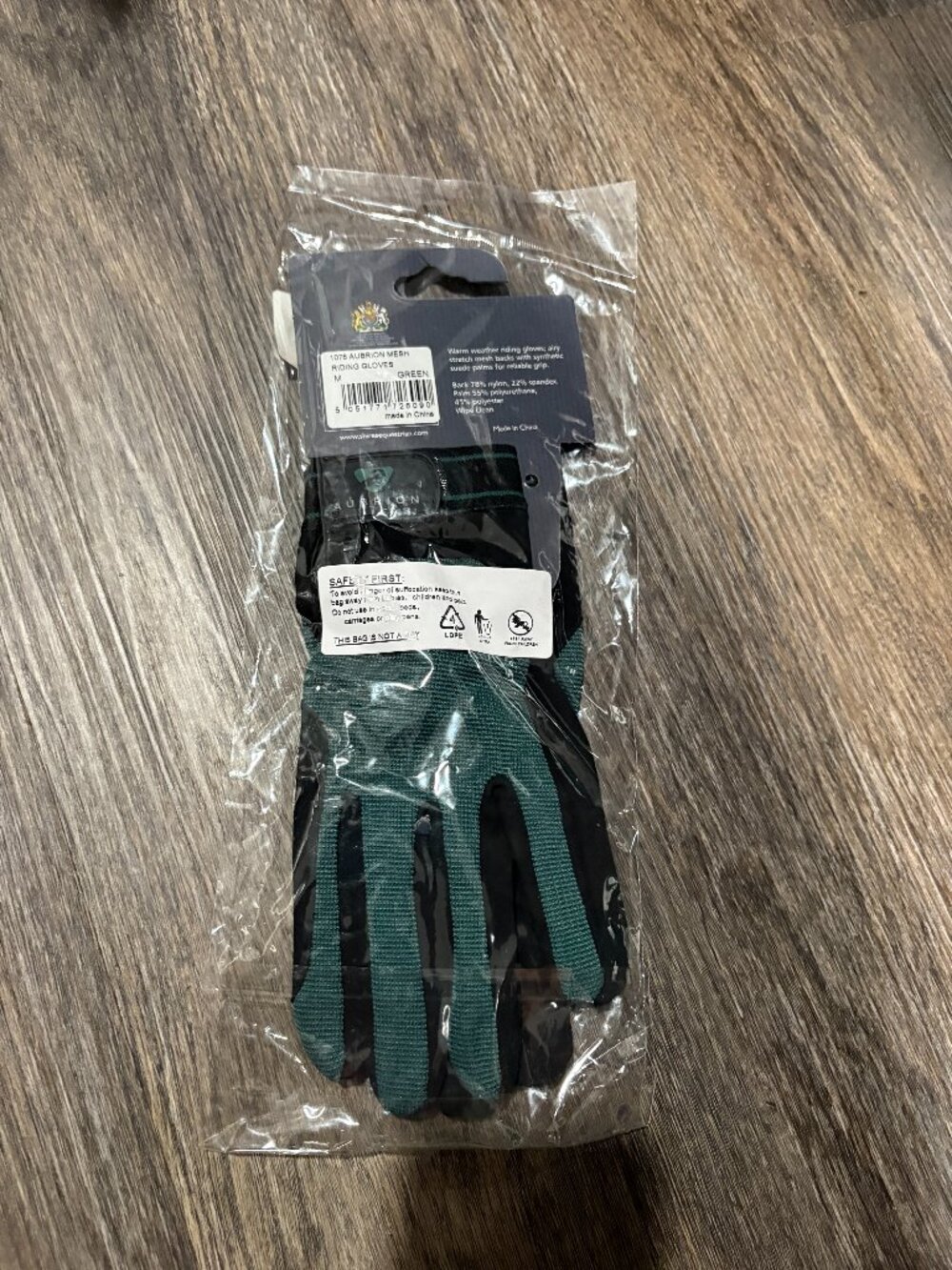 Aubrion Equestrian Riding Gloves Air FLow Mesh Green sz M Med NEW
